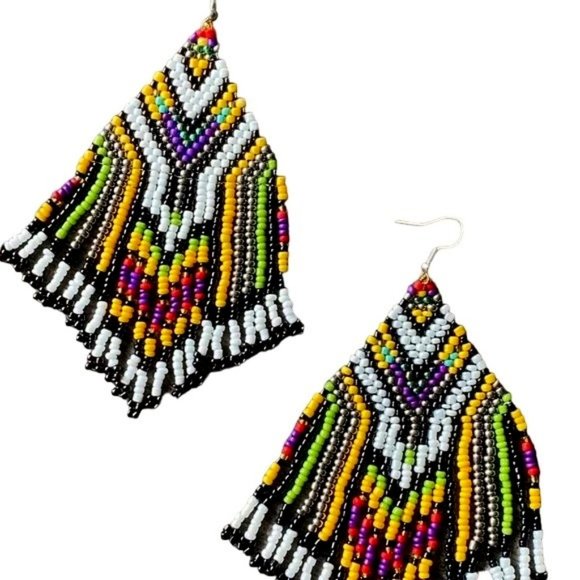 NEW! Beautiful Best Beaded Fringe Earrings - FRINGE BEAD EARRINGS - Picture 2 of 7